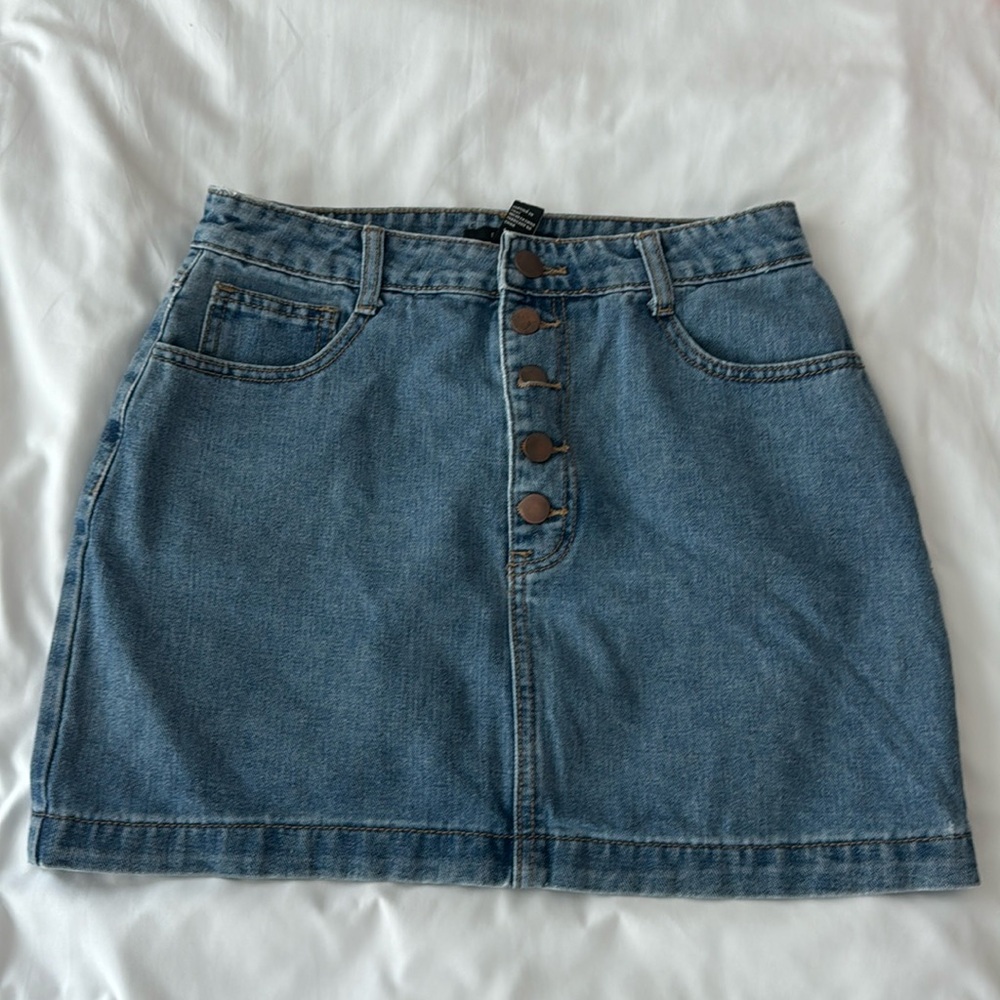 Jean denim skirt with rainbows across back pockets 🌈